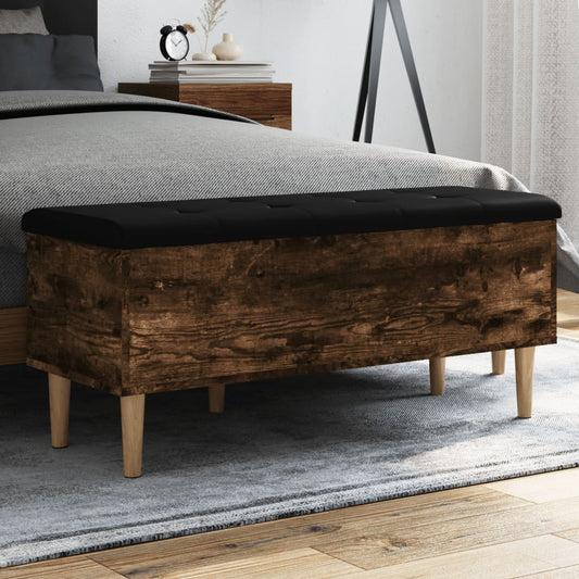 vidaXL Opbergbankje 102x42x46 cm bewerkt hout gerookt eikenkleurig