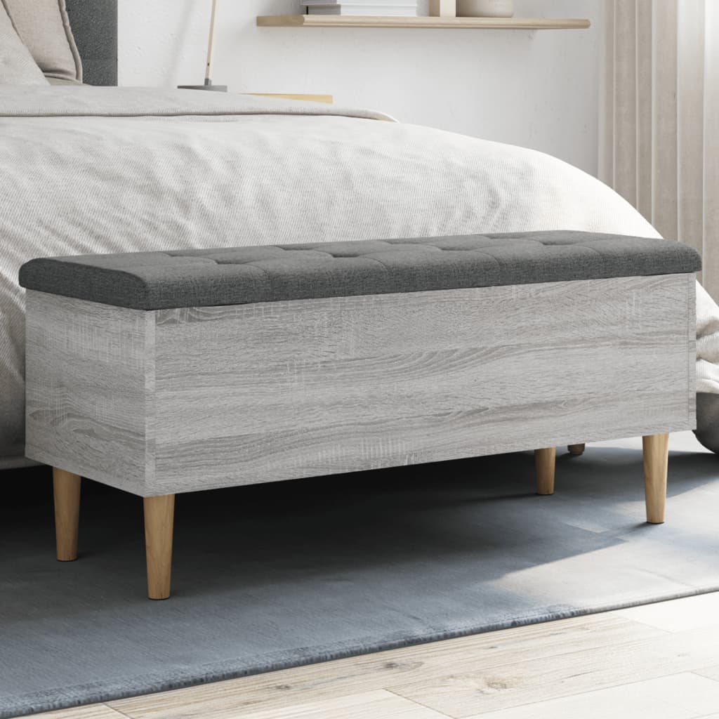 vidaXL Opbergbankje 102x42x46 cm bewerkt hout grijs sonoma eikenkleur