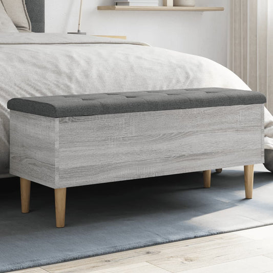 vidaXL Opbergbankje 102x42x46 cm bewerkt hout grijs sonoma eikenkleur