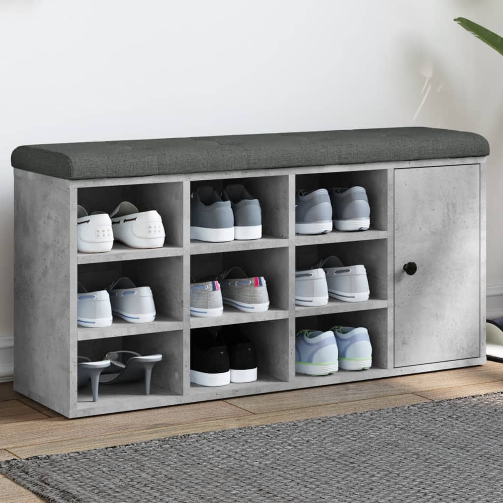 Schoenenbank 102x32x50 cm bewerkt hout betongrijs is nu te koop bij PeponiXL, paradijselijk wonen!