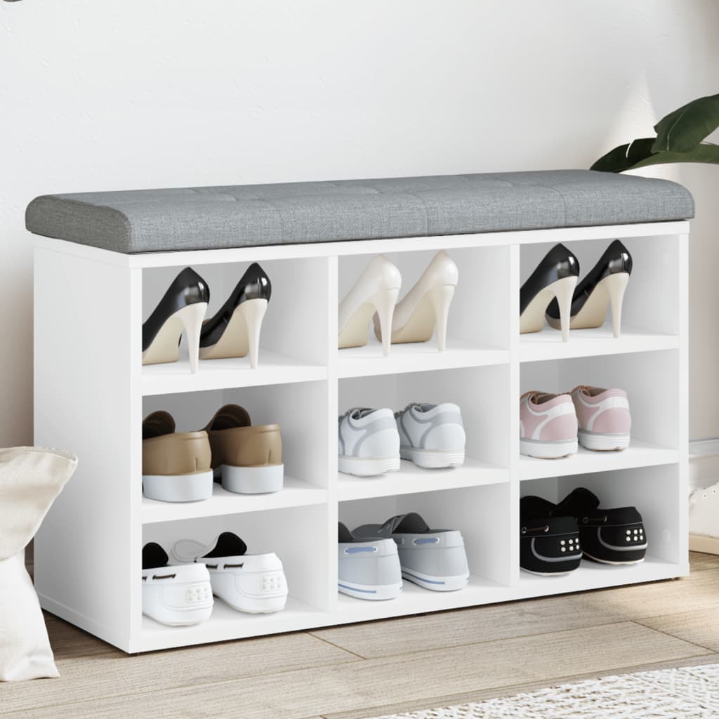Schoenenbank Wit 82x32x50 cm Bewerkt Hout is nu te koop bij PeponiXL, paradijselijk wonen!