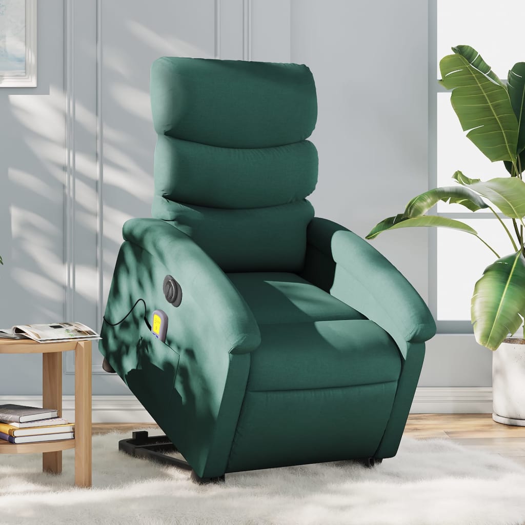 Sta-op-massagestoel elektrisch verstelbaar stof donkergroen is nu te koop bij PeponiXL, paradijselijk wonen!