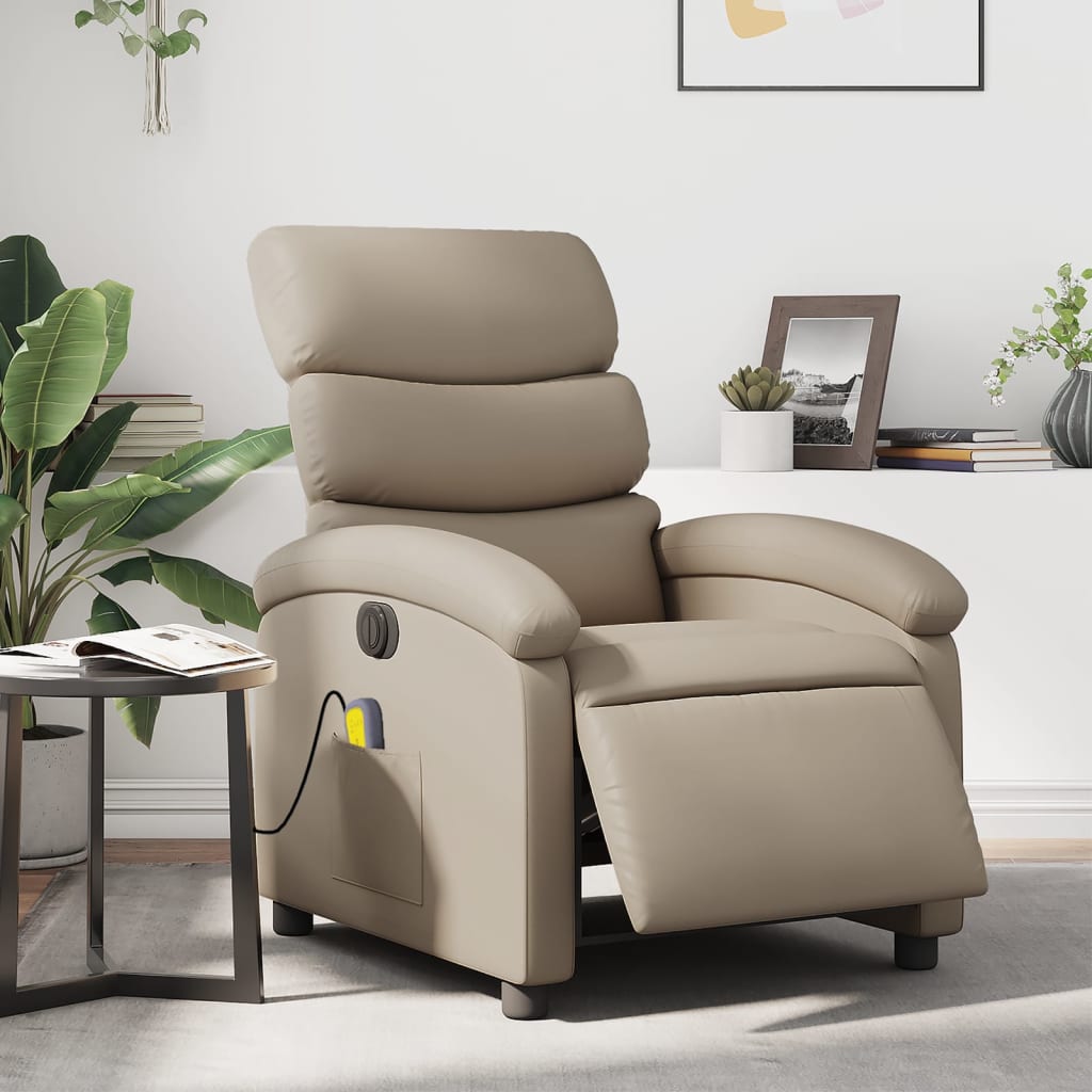 Massagestoel verstelbaar elektrisch kunstleer cappuccinokleurig is nu te koop bij PeponiXL, paradijselijk wonen!