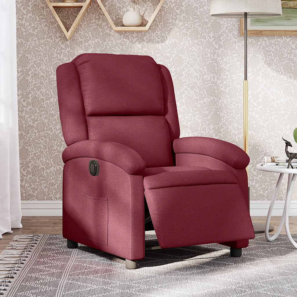 Fauteuil verstelbaar elektrisch stof wijnrood is nu te koop bij PeponiXL, paradijselijk wonen!