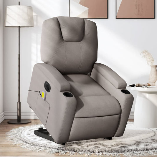 Sta-op-massagestoel elektrisch verstelbaar stof taupe is nu te koop bij PeponiXL, paradijselijk wonen!