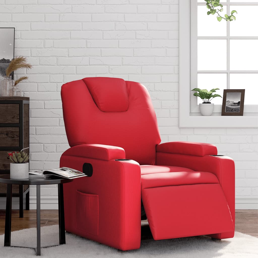 Fauteuil verstelbaar elektrisch kunstleer rood is nu te koop bij PeponiXL, paradijselijk wonen!