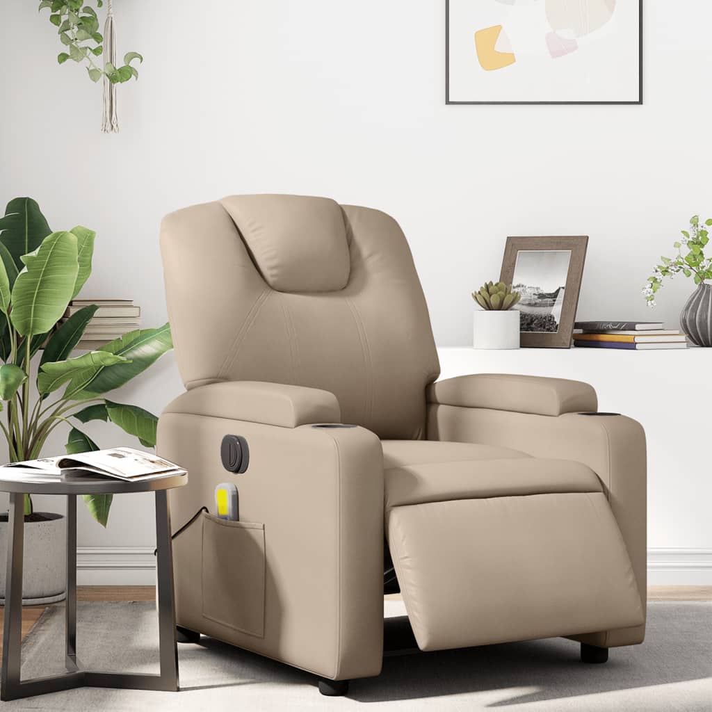 Massagestoel verstelbaar elektrisch kunstleer cappuccinokleurig is nu te koop bij PeponiXL, paradijselijk wonen!