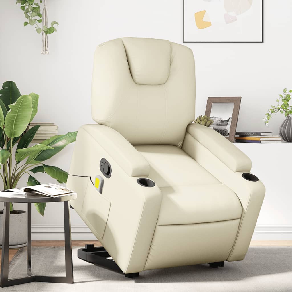 Sta-op-massagestoel verstelbaar kunstleer crèmekleurig is nu te koop bij PeponiXL, paradijselijk wonen!