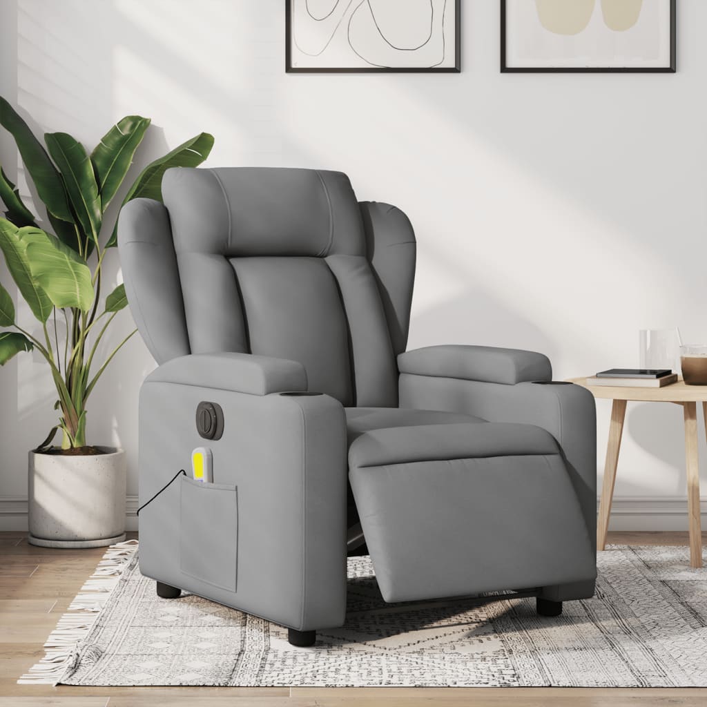 Massagestoel elektrisch verstelbaar stof lichtgrijs is nu te koop bij PeponiXL, paradijselijk wonen!