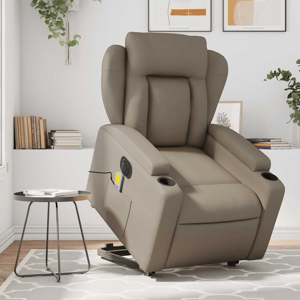 Sta-op-massagestoel elektrisch kunstleer cappuccinokleurig is nu te koop bij PeponiXL, paradijselijk wonen!