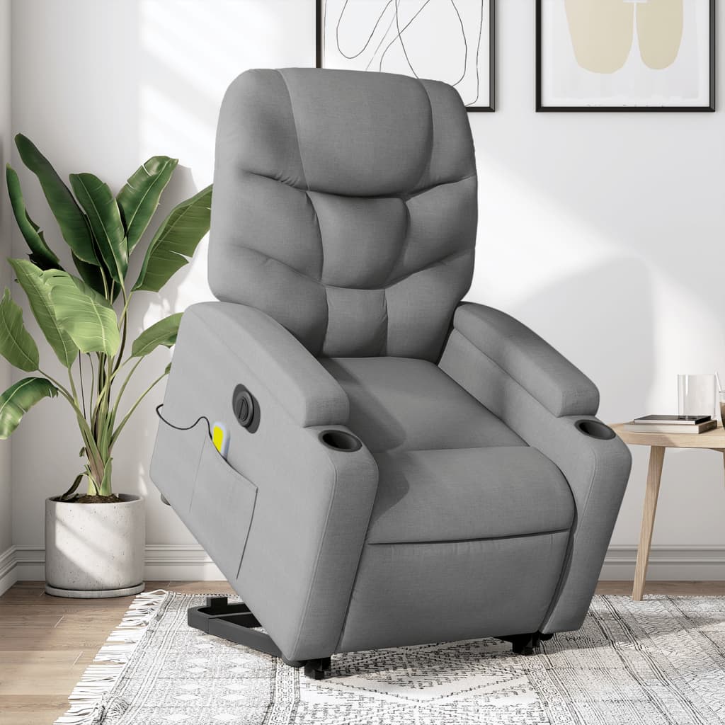 Sta-op-massagestoel elektrisch verstelbaar stof lichtgrijs is nu te koop bij PeponiXL, paradijselijk wonen!