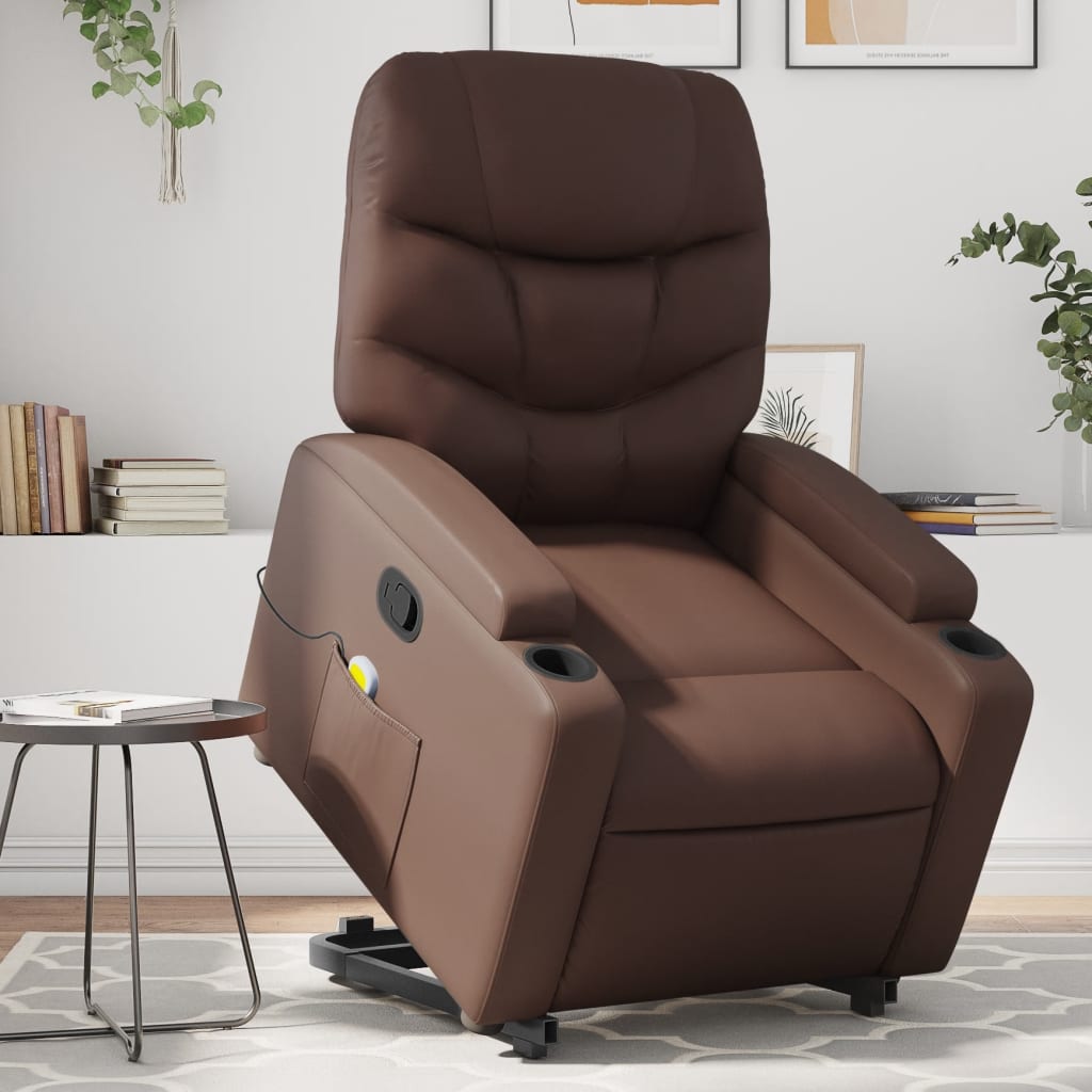 Sta-op-massagestoel verstelbaar kunstleer bruin is nu te koop bij PeponiXL, paradijselijk wonen!