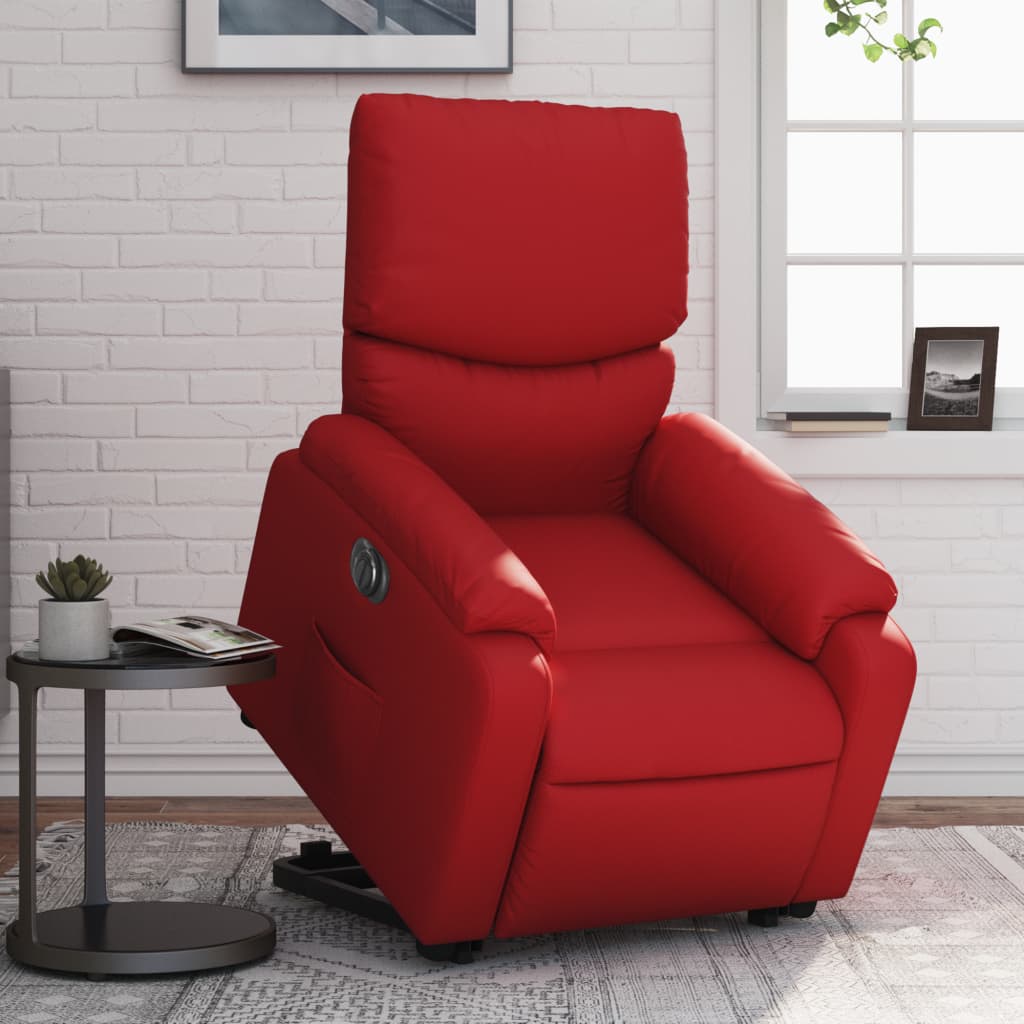 Sta-op-stoel elektrisch kunstleer rood is nu te koop bij PeponiXL, paradijselijk wonen!