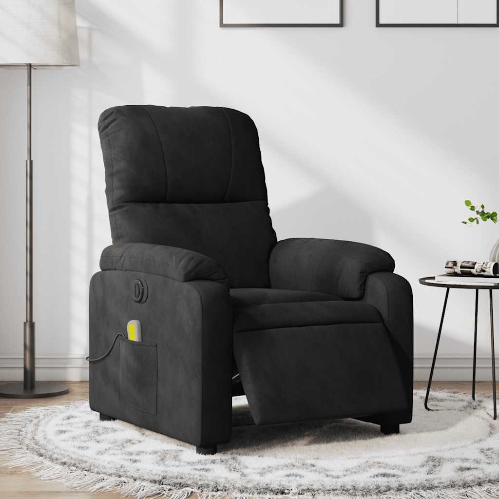 Massagestoel elektrisch verstelbaar microvezelstof zwart is nu te koop bij PeponiXL, paradijselijk wonen!
