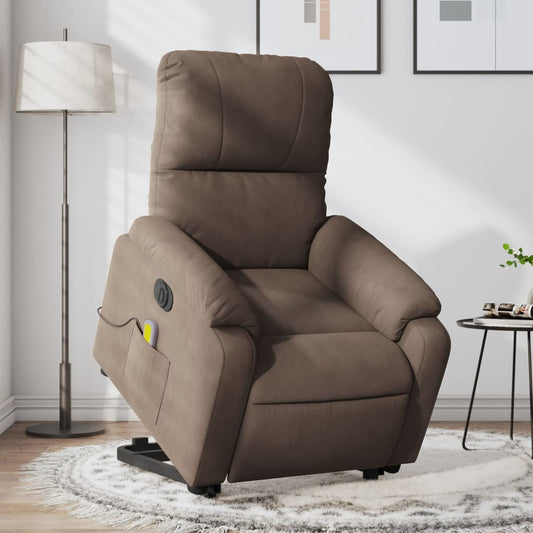Sta-op-massagestoel elektrisch verstelbaar microvezelstof bruin is nu te koop bij PeponiXL, paradijselijk wonen!
