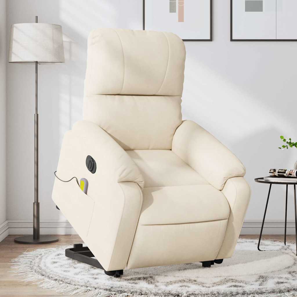 Sta-op-massagestoel elektrisch verstelbaar microvezelstof beige is nu te koop bij PeponiXL, paradijselijk wonen!