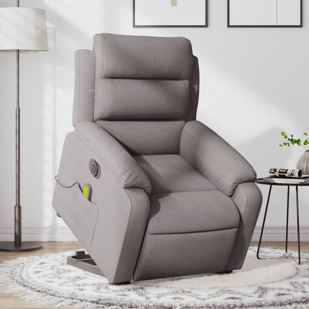 Sta-op-massagestoel elektrisch verstelbaar stof taupe is nu te koop bij PeponiXL, paradijselijk wonen!