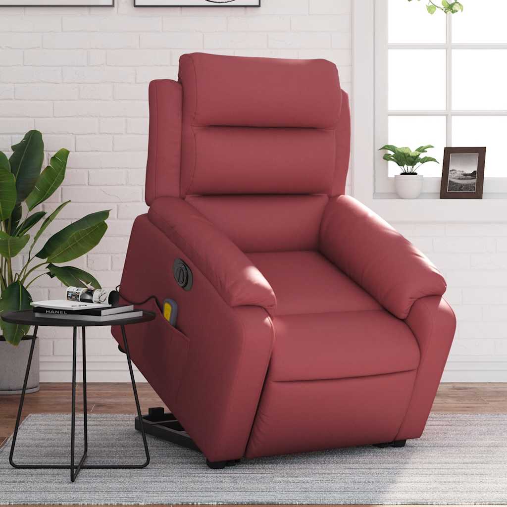 Sta-op-massagestoel elektrisch kunstleer wijnrood is nu te koop bij PeponiXL, paradijselijk wonen!