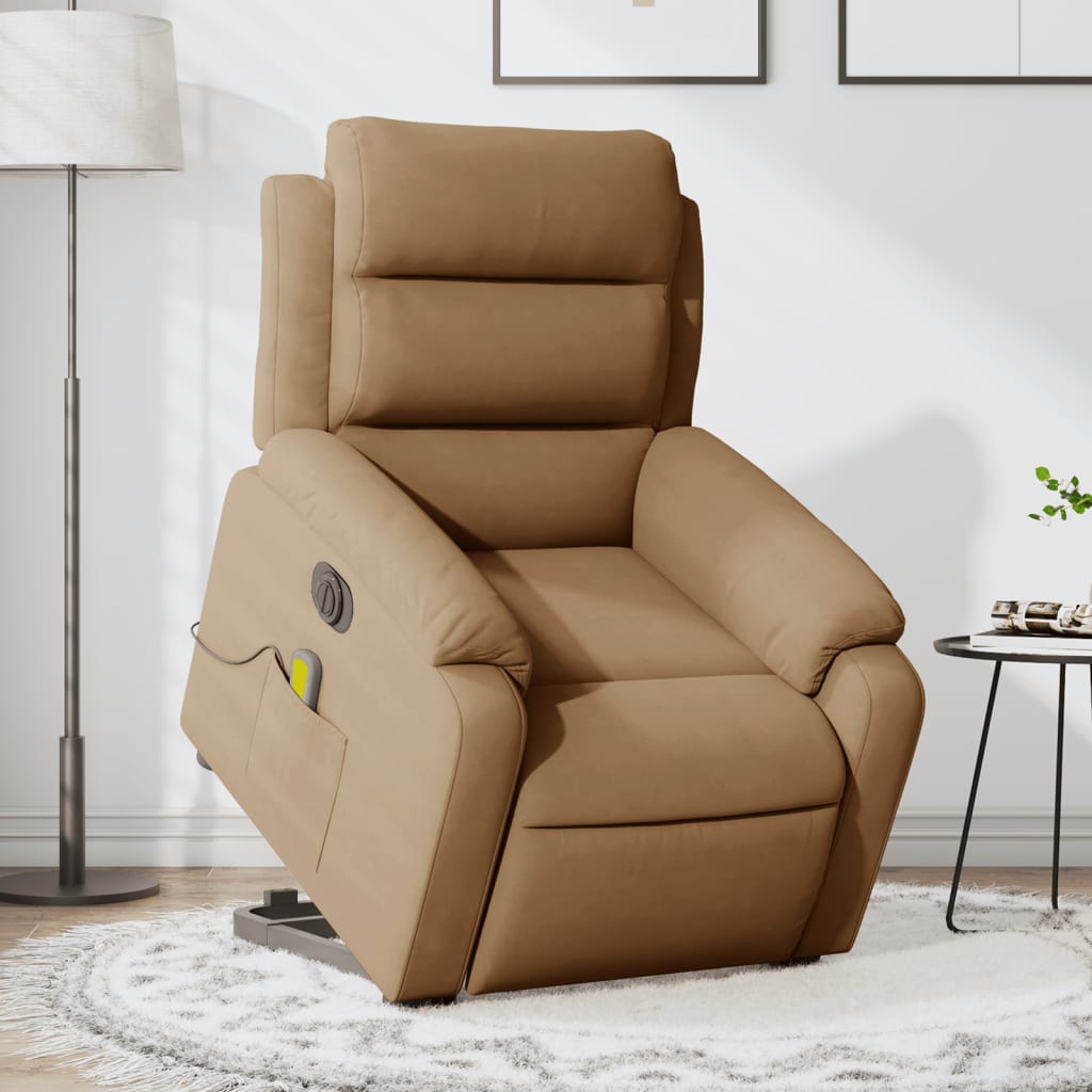 Sta-op-massagestoel elektrisch verstelbaar fluweel bruin is nu te koop bij PeponiXL, paradijselijk wonen!