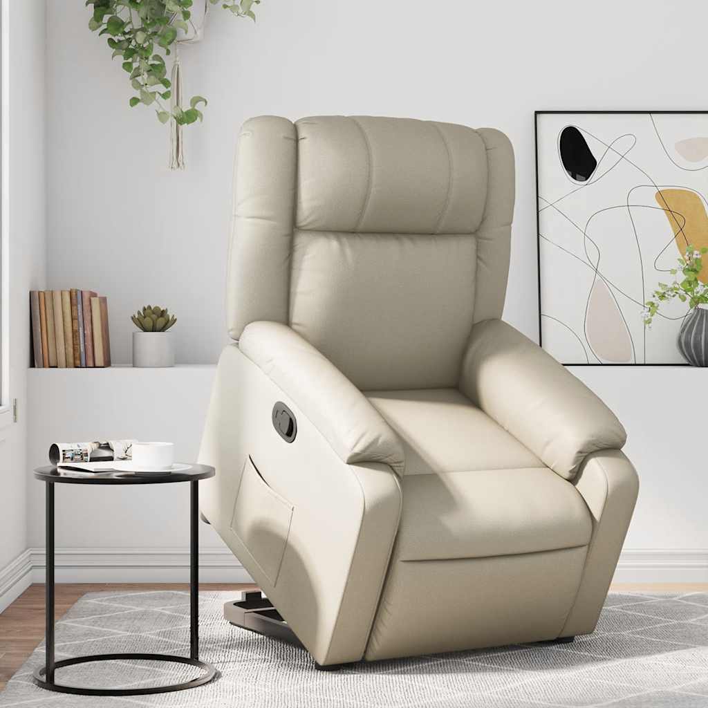 Sta-op-stoel verstelbaar kunstleer crèmekleurig is nu te koop bij PeponiXL, paradijselijk wonen!