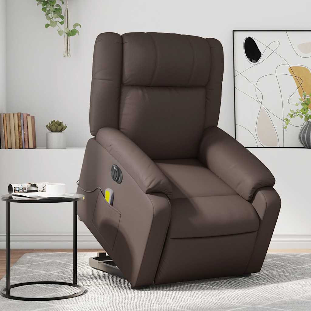 Sta-op-massagestoel elektrisch kunstleer bruin is nu te koop bij PeponiXL, paradijselijk wonen!