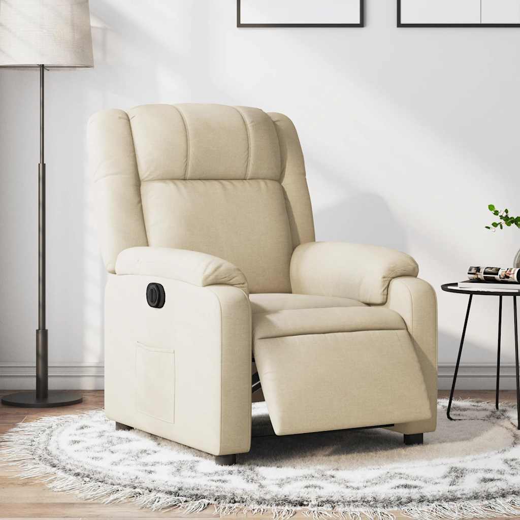 Fauteuil verstelbaar elektrisch stof crèmekleurig is nu te koop bij PeponiXL, paradijselijk wonen!