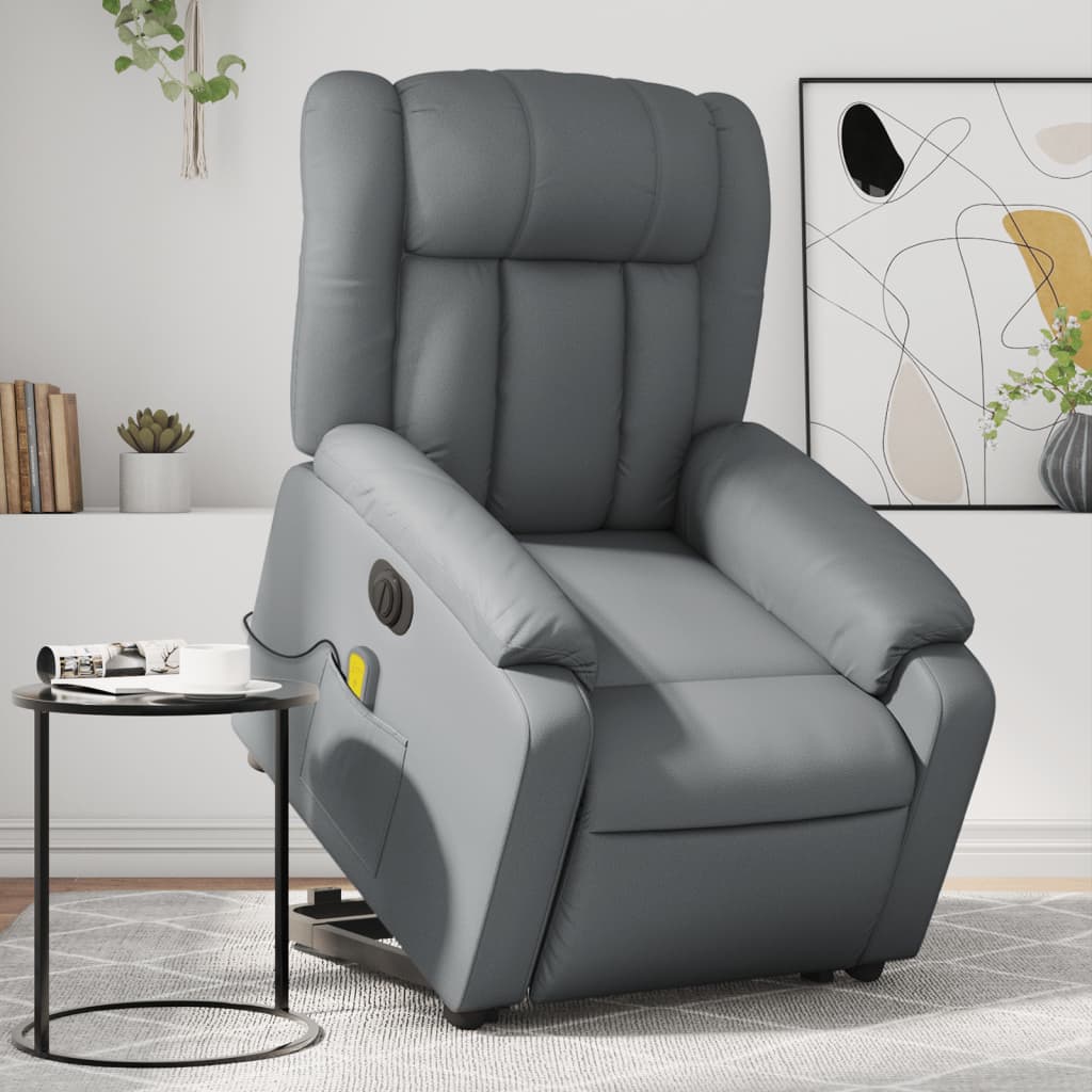 Sta-op-massagestoel elektrisch kunstleer grijs is nu te koop bij PeponiXL, paradijselijk wonen!