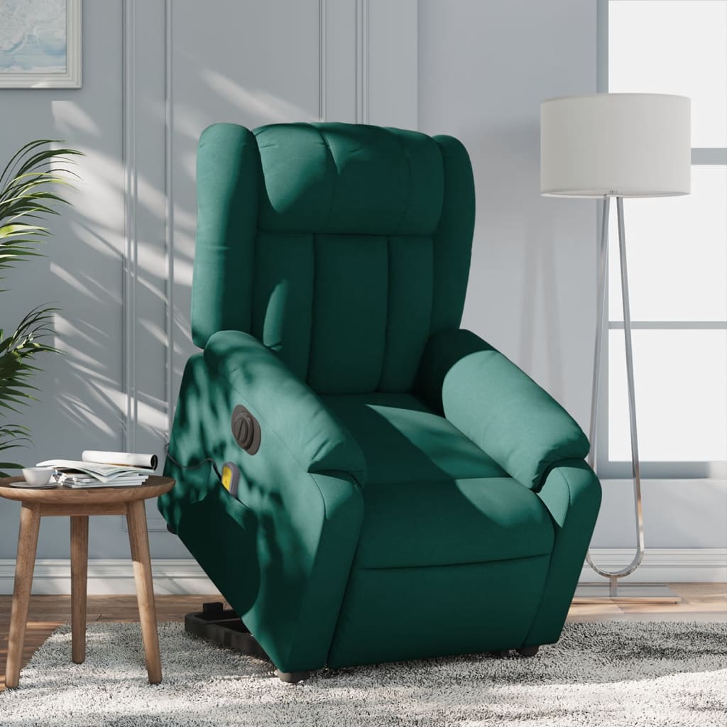 Sta-op-massagestoel elektrisch verstelbaar stof donkergroen is nu te koop bij PeponiXL, paradijselijk wonen!