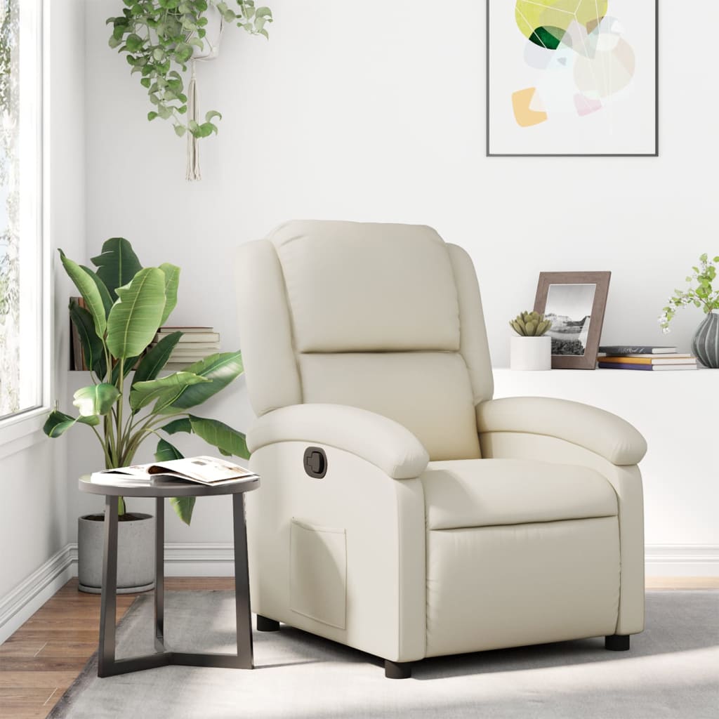 Relaxfauteuil crèmekleurig kunstleer is nu te koop bij PeponiXL, paradijselijk wonen!