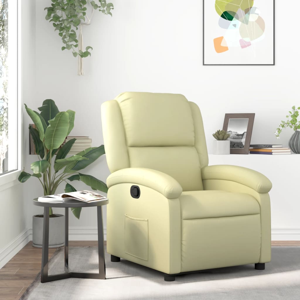 Relaxfauteuil crèmekleurig echt leer is nu te koop bij PeponiXL, paradijselijk wonen!