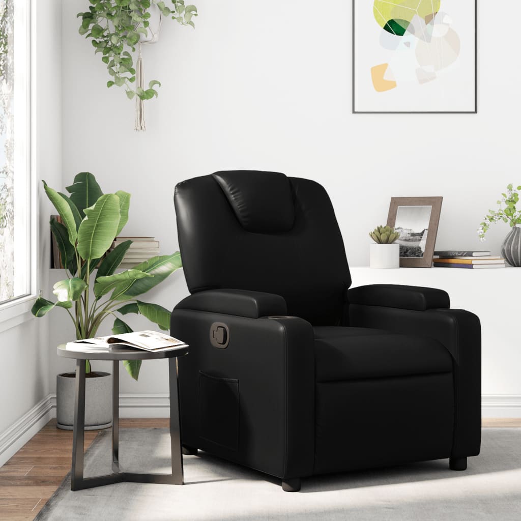 Relaxfauteuil zwart kunstleer is nu te koop bij PeponiXL, paradijselijk wonen!