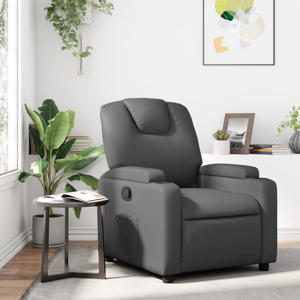 Relaxfauteuil grijs kunstleer is nu te koop bij PeponiXL, paradijselijk wonen!