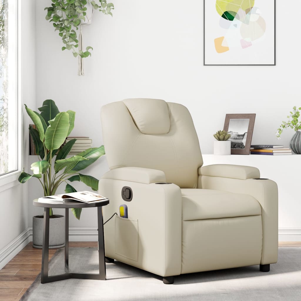 Massagestoel van kunstleer in crèmekleur is nu te koop bij PeponiXL, paradijselijk wonen!