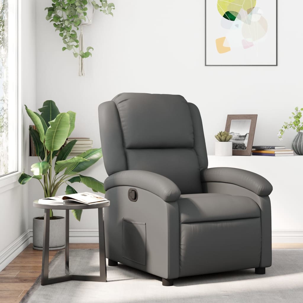 Relaxfauteuil grijs kunstleer is nu te koop bij PeponiXL, paradijselijk wonen!