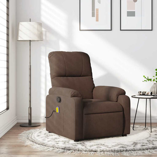 Massagestoel van microvezelstof in bruin is nu te koop bij PeponiXL, paradijselijk wonen!