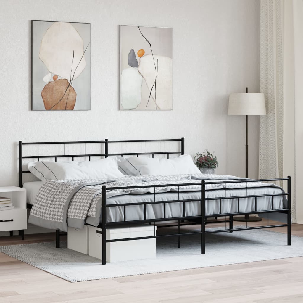 Bedframe met hoofd- en voeteneinde metaal zwart 183x213 cm is nu te koop bij PeponiXL, paradijselijk wonen!