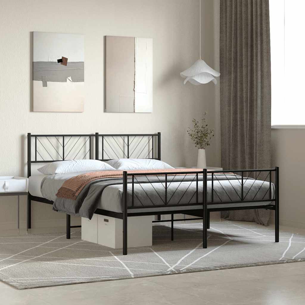 Bedframe met hoofd- en voeteneinde metaal zwart 120x190 cm is nu te koop bij PeponiXL, paradijselijk wonen!