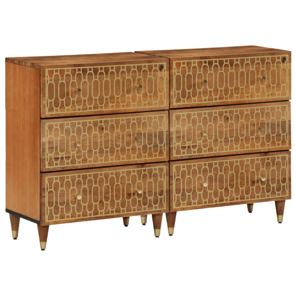 Bijzetkasten 2 st 60x33x75 cm massief mangohout is nu te koop bij PeponiXL, paradijselijk wonen!