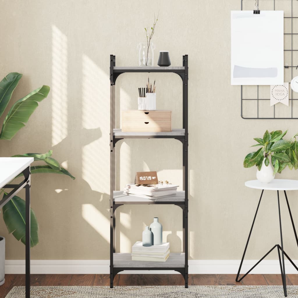 Boekenkast 4-laags 40x30x120 cm bewerkt hout grijs sonoma is nu te koop bij PeponiXL, paradijselijk wonen!