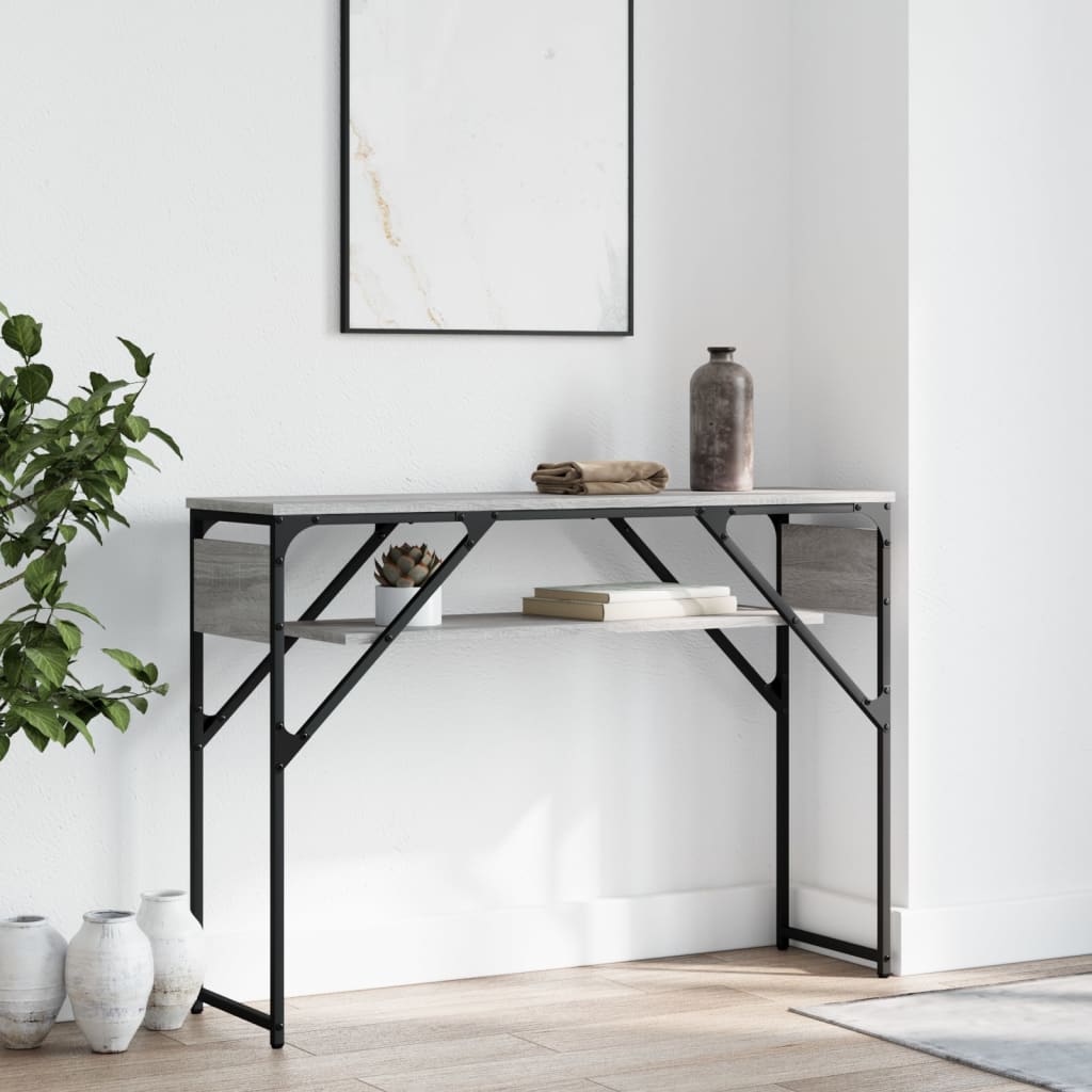 Wandtafel met schap 105x30x75 cm bewerkt hout grijs sonoma is nu te koop bij PeponiXL, paradijselijk wonen!