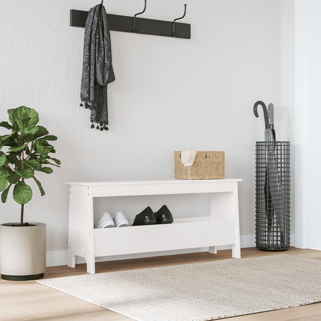 Halbank 100x28x45 cm massief grenenhout wit is nu te koop bij PeponiXL, paradijselijk wonen!