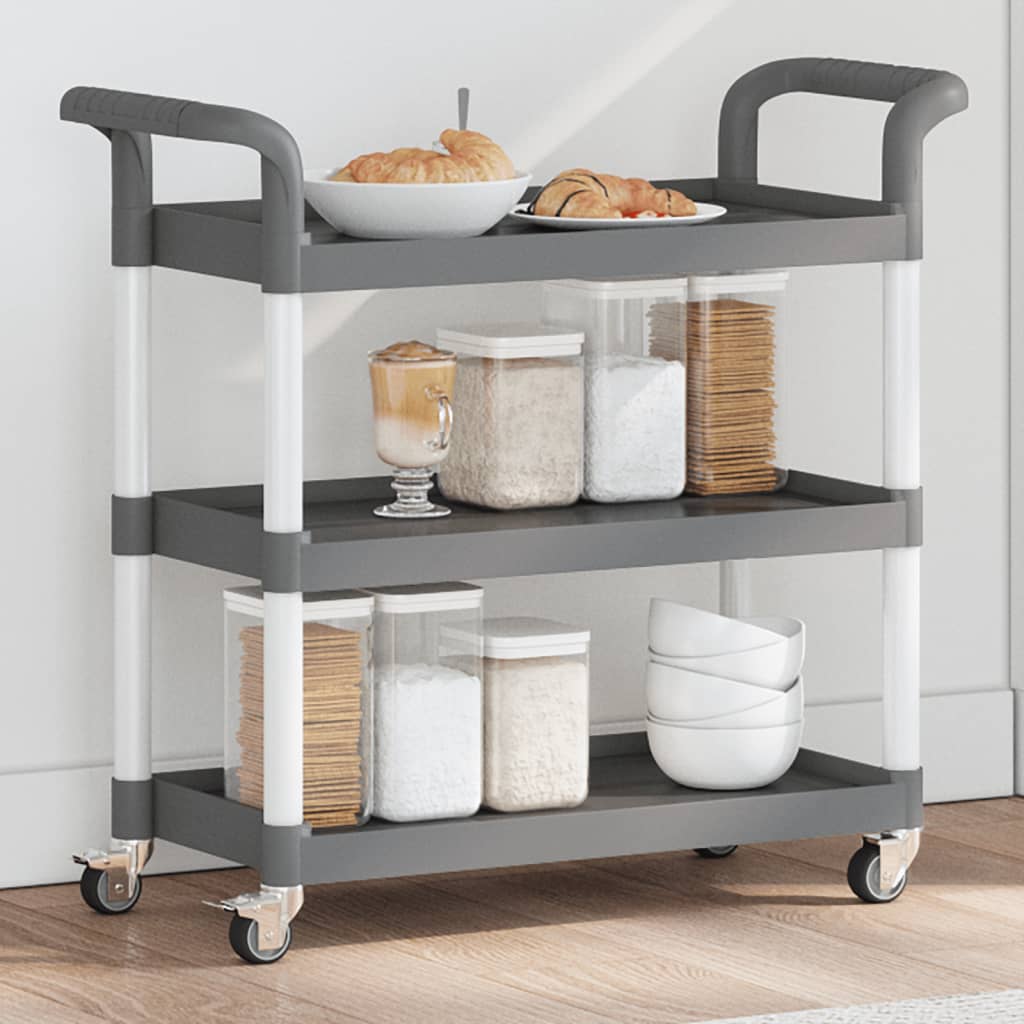 Trolley 3-laags 77x34x72 cm aluminium grijs is nu te koop bij PeponiXL, paradijselijk wonen!