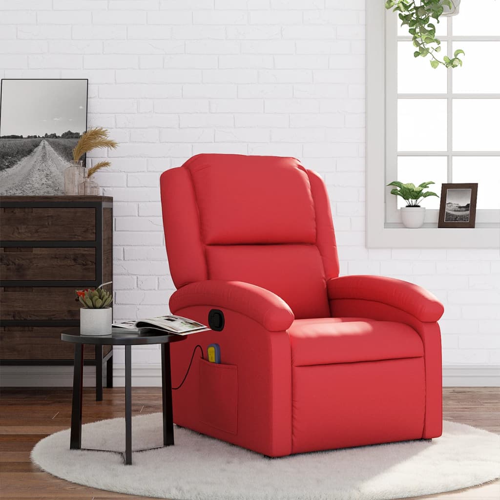 Massagestoel verstelbaar kunstleer rood is nu te koop bij PeponiXL, paradijselijk wonen!