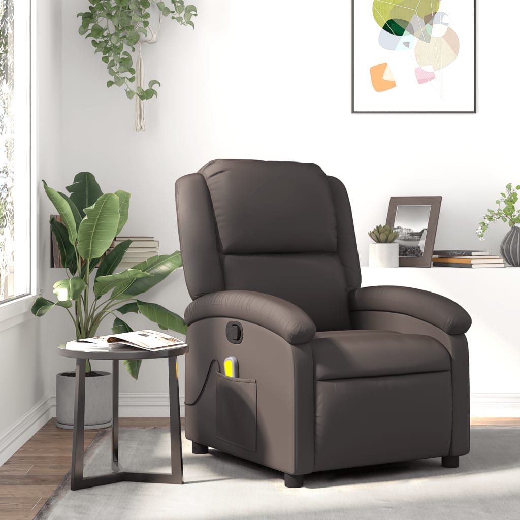 Massagestoel verstelbaar echt leer donkerbruin is nu te koop bij PeponiXL, paradijselijk wonen!