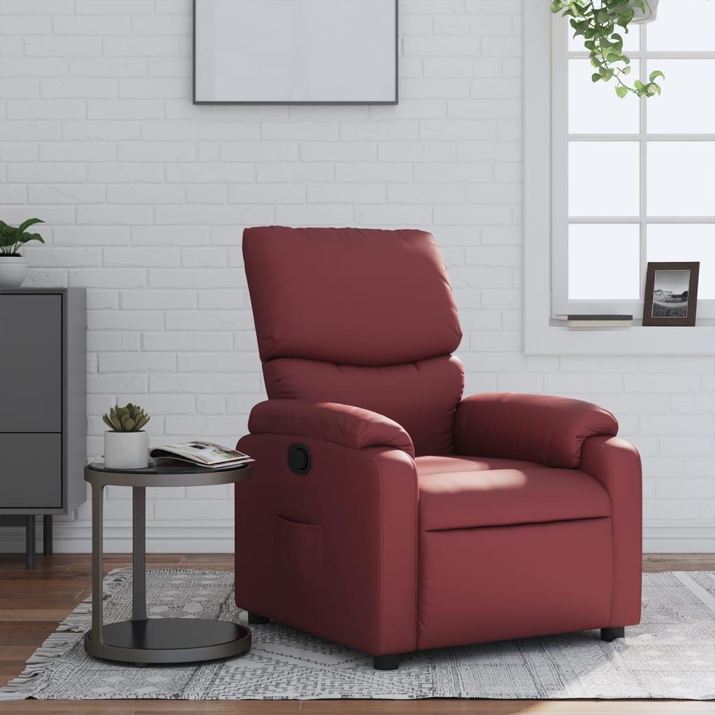Fauteuil verstelbaar kunstleer wijnrood is nu te koop bij PeponiXL, paradijselijk wonen!
