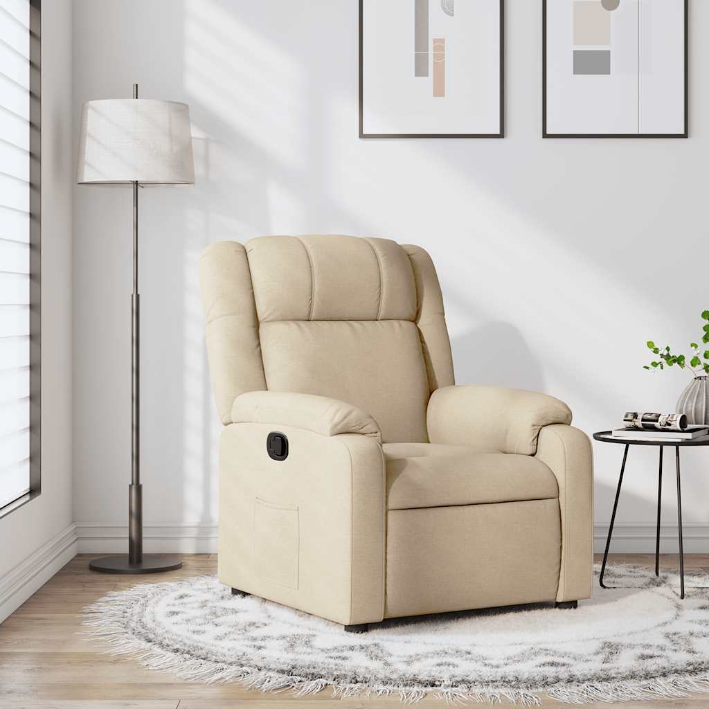 Fauteuil verstelbaar stof crèmekleurig is nu te koop bij PeponiXL, paradijselijk wonen!