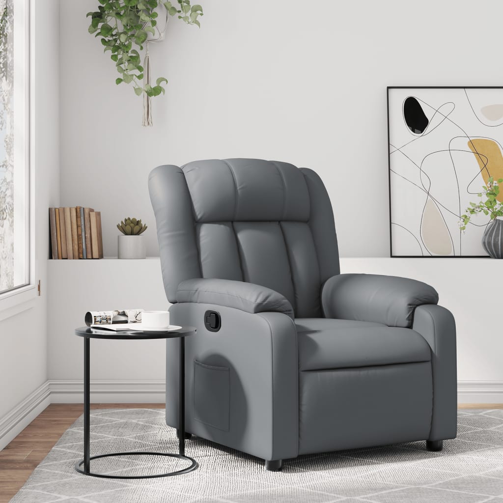 Fauteuil verstelbaar kunstleer grijs is nu te koop bij PeponiXL, paradijselijk wonen!