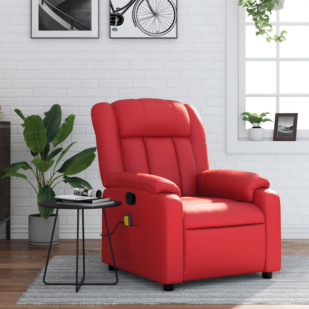 Massagestoel verstelbaar kunstleer rood is nu te koop bij PeponiXL, paradijselijk wonen!