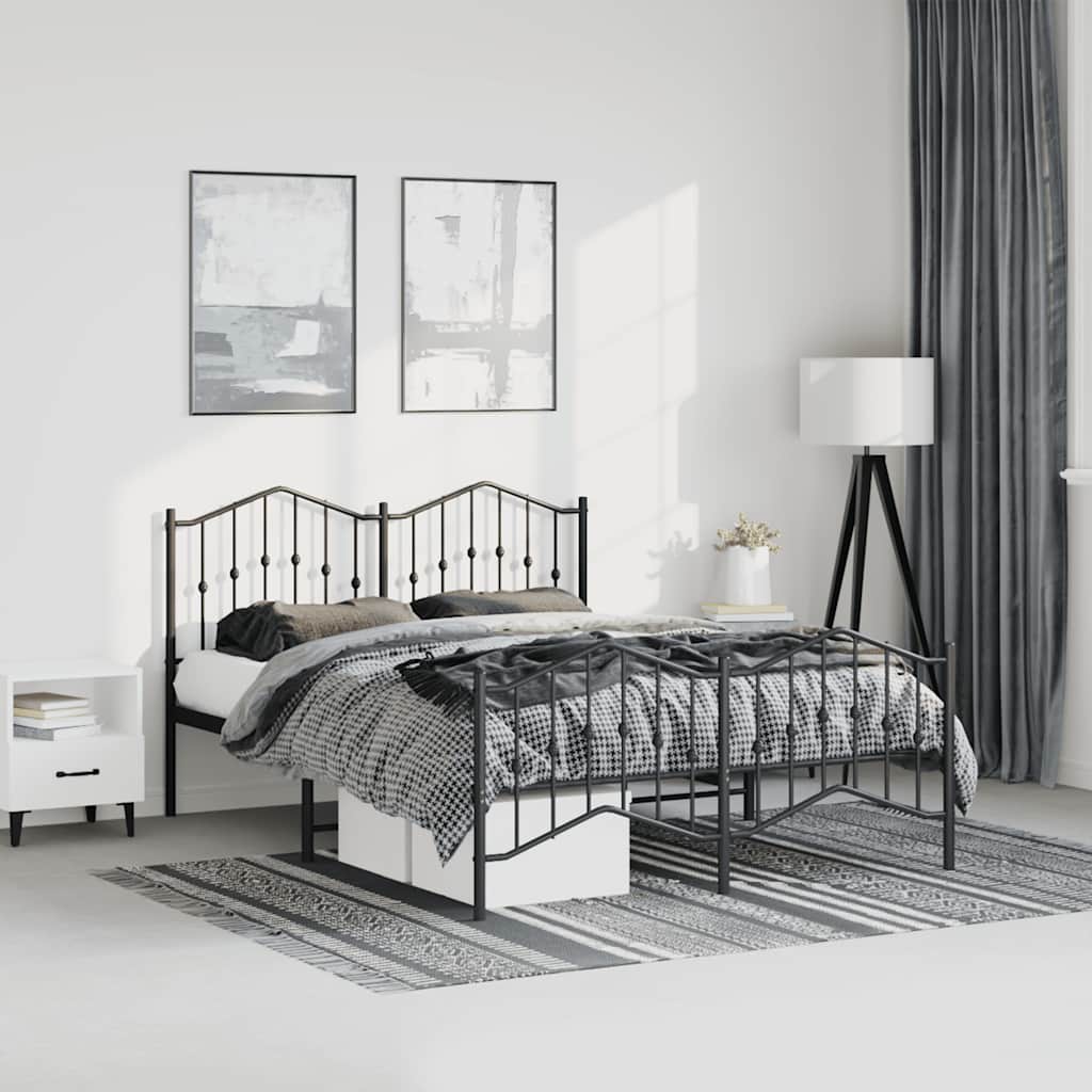 Bedframe met hoofd- en voeteneinde metaal zwart 150x200 cm is nu te koop bij PeponiXL, paradijselijk wonen!