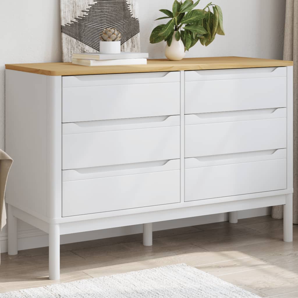 Ladekast FLORO massief grenenhout wit is nu te koop bij PeponiXL, paradijselijk wonen!